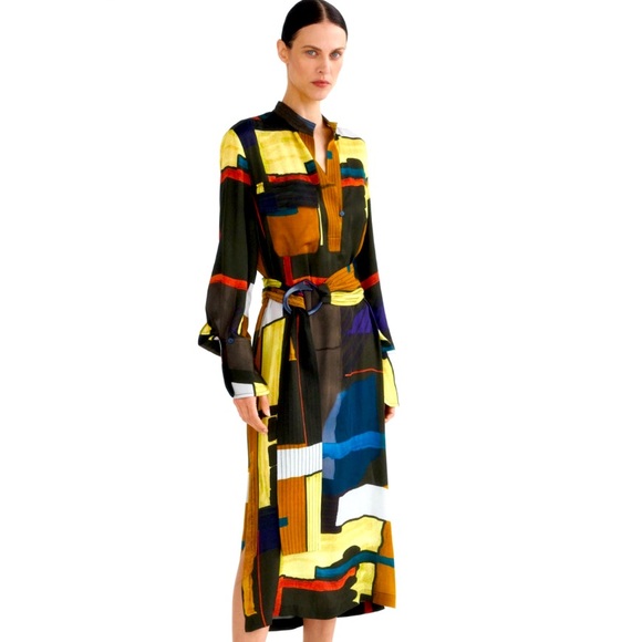 Zara Printed Midi Dress w/ Belt - Picture 1 of 10